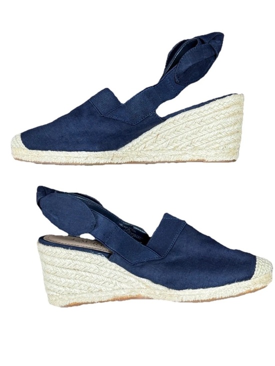 Lauren Ralph Lauren Shoes - Lauren Ralph Lauren Helma Espadrille Wedge Sandal 7.5B Navy Linen Slingback Jute